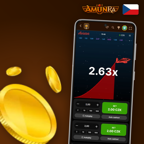 AmunRa Casino Aviator – rudé letadlo stoupá po křivce multiplikátoru v crash hře