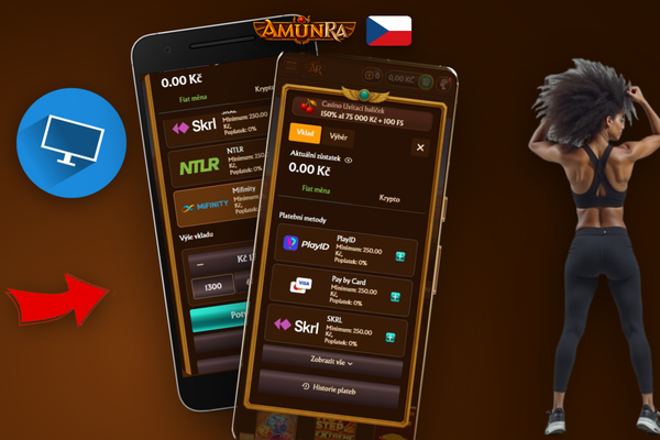 Zadání promo kódu v pokladně AmunRa Casino pro aktivaci uvítacího bonusu při vkladu