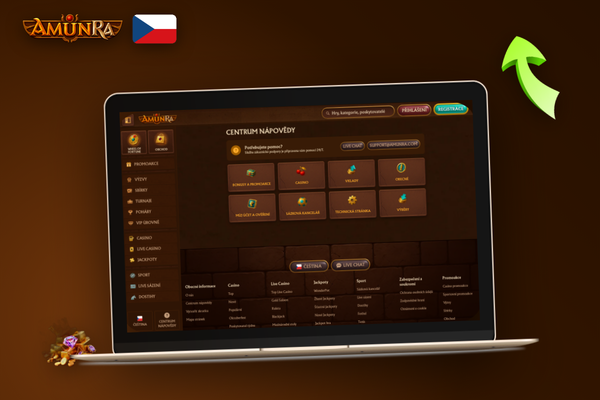 Hráč využívá AmunRa Casino živý chat pro rychlou pomoc od operátora