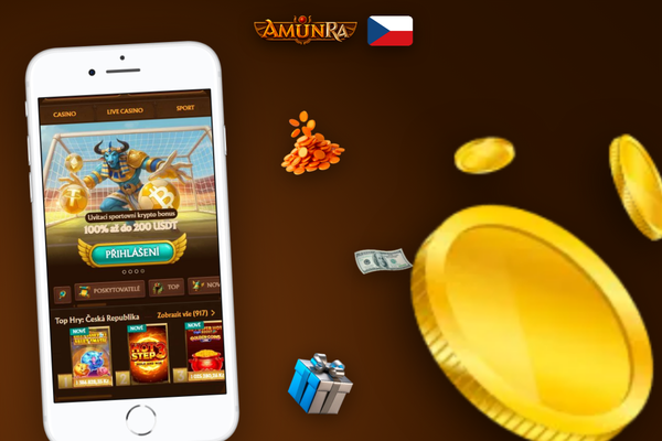 iPhone a iPad vedle sebe s otevřenou AmunRa Casino aplikací pro iOS